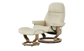 Stressless Relaxsessel mit Hocker Leder Sunrise Creme L Classic Eiche