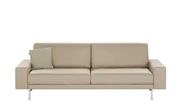 hülsta Sofa Sofabank aus Leder Graubeige 240 cm