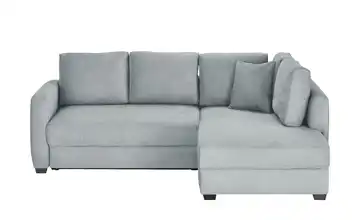Ecksofa mit Boxspringpolsterung Grau rechts Webstoff grob
