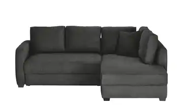 Ecksofa mit Boxspringpolsterung Graphit rechts Webstoff grob