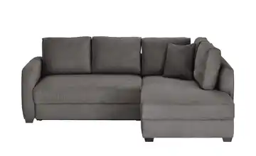 Ecksofa mit Boxspringpolsterung Taupe rechts Webstoff grob
