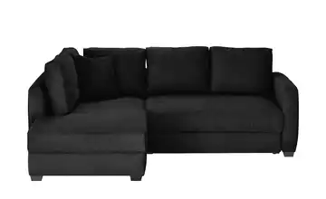 Ecksofa mit Boxspringpolsterung Schwarz links Webstoff grob