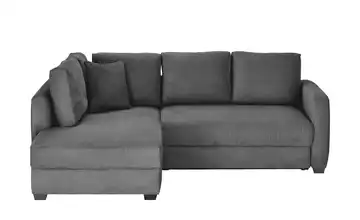 Ecksofa mit Boxspringpolsterung Steingrau links Webstoff grob