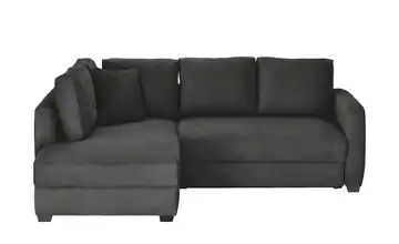Ecksofa mit Boxspringpolsterung Graphit links Webstoff grob