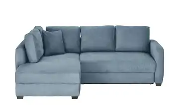 Ecksofa mit Boxspringpolsterung Blau links Webstoff grob
