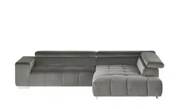 Primo Ecksofa aus Samt Origo Steingrau rechts