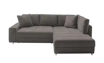 bobb Ecksofa rechts Webstoff Grau, Braun