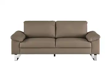 Max Schelling Ledersofa aus Echtleder Maximum 2,5 Kufengestell verchromt, glänzend Haselnussbraun