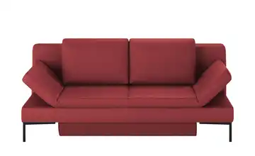 Schlafsofa mit Sitz- und Rückenfläche aus Echtleder Kenny Schwarz, Schwarz Rot