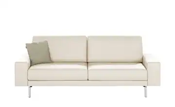hülsta Sofa Sofabank aus Leder Perlweiß 220 cm