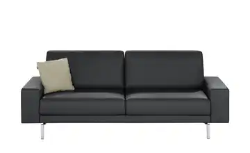hülsta Sofa Sofabank aus Leder Signalschwarz 220 cm