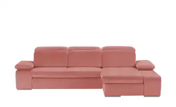 Twist Ecksofa aus Mikrofaser Avilla Erweiterte Funktion Korallenrot Mikrofaser in Velours-Optik rechts