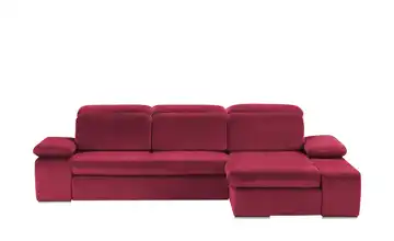 Twist Ecksofa aus Mikrofaser Avilla Grundfunktion Bordeauxrot Mikrofaser in Velours-Optik rechts