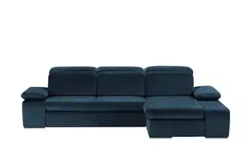 Twist Ecksofa aus Mikrofaser Avilla Grundfunktion Dunkelblau Mikrofaser in Velours-Optik rechts