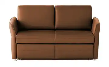 Schlafsofa mit Sitz- und Rückenbezug aus Echtleder Cognac (Braun)