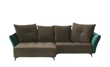 Ecksofa links Braun / Dunkelgrün