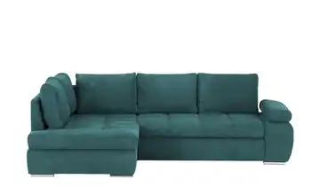 Twist Ecksofa aus Flachgewebe Sky Petrol links ohne