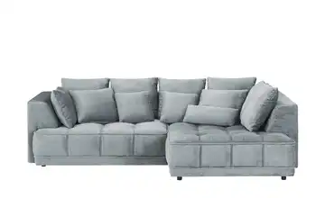 Twist Ecksofa aus Samt Tiga Blau-Grau rechts ohne