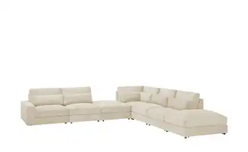 Ecksofa Branna links Creme Cordstoff