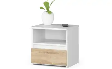 Nachttisch Weiß, Eiche Sonoma (Nachbildung)