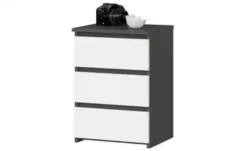 Nachttisch mit 3 Schubladen Graphit, Weiß