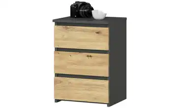 Nachttisch mit 3 Schubladen Graphit, Eiche Artisan (Nachbildung)