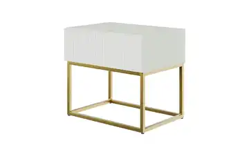 Selsey Nachtkommode mit Kufengestell Weiß Goldfarben