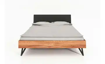 Massivholzbett mit gepolstertem Kopfteil 160 cm 210 cm Wildeiche