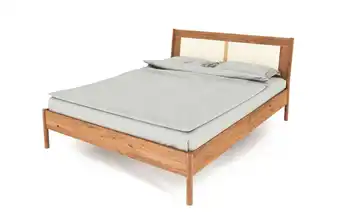 Massivholzbett mit gepolstertem Kopfteil Wildeiche 200 cm 160 cm