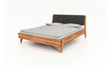 Massivholzbett mit gepolstertem Kopfteil Kernbuche 200 cm 90 cm