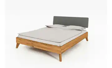 Massivholzbett mit gepolstertem Kopfteil 120 cm Wildeiche 220 cm