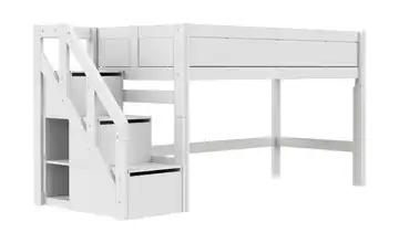 Lifetime halbhohes Bett mit Treppe 120cm Weiß