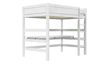 Lifetime Hochbett mit Leiter und Schreibtisch 120cm Weiß mit Tischplatte