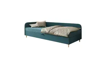 Polsterbett mit Stauraum Ilford links 100x200 cm Pastelltürkis