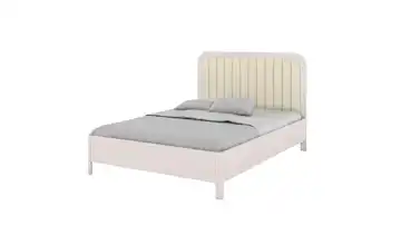 Massivholzbett weiß 140x200 Weiß, Beige