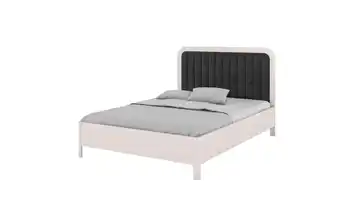 Massivholzbett weiß 140x200 Weiß, Schwarz