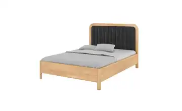 Massivholzbett 180x200 cm Buche, Schwarz mit Bettkasten