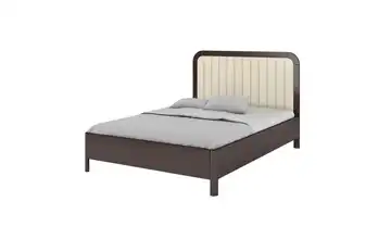 Massivholzbett 160x200 cm Wenge (Nachbildung), Beige mit Bettkasten