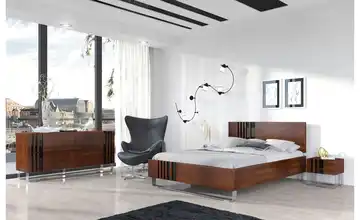 Massivholzbett nussbaumfarben Nussbaum (Nachbildung), Schwarz 180x200 cm