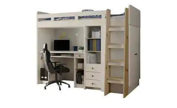  Hochbett mit Kleiderschrank und Schreibtisch  