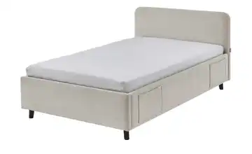 Polsterbett Schwarz Beige 140 cm Ohne Lattenrahmen & Bettkasten