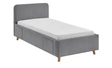 Polsterbett Eiche Grau 90 cm Ohne Lattenrahmen & Bettkasten