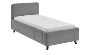 Polsterbett Schwarz Grau 90 cm Ohne Lattenrahmen & Bettkasten