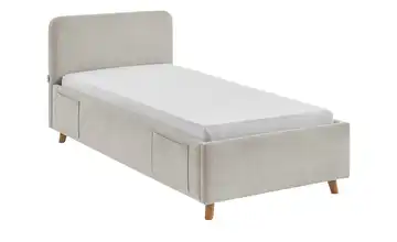 Polsterbett Eiche Beige 90 cm Mit Lattenrahmen & Bettkasten