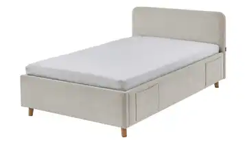 Polsterbett Eiche Beige 120 cm Mit Lattenrahmen & Bettkasten
