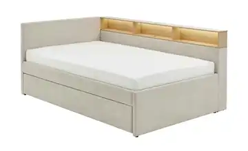Polsterbett Regal eichefarbig 140 cm Schubkasten Beige