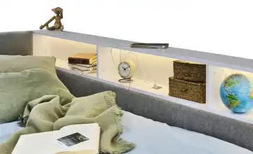 Polsterbett Regal weiß 120 cm Tandemliege Grau