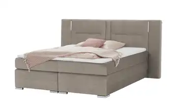 Primo Boxspringbett Taupe 140 cm H2 Mikrofaser in Samt-Optik