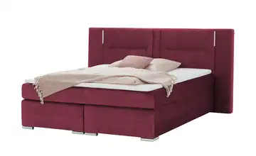 Primo Boxspringbett Bordeauxrot 140 cm H2 Mikrofaser in Samt-Optik