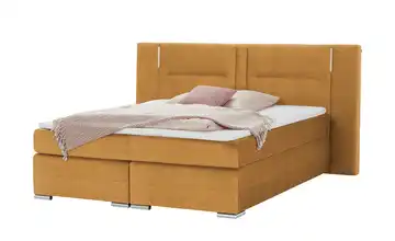 Primo Boxspringbett Hellbraun 140 cm H2 Mikrofaser in Samt-Optik